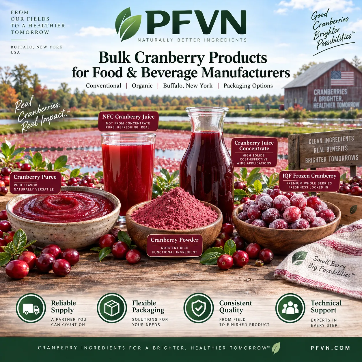 Cranberry powder for industrial manufacturing